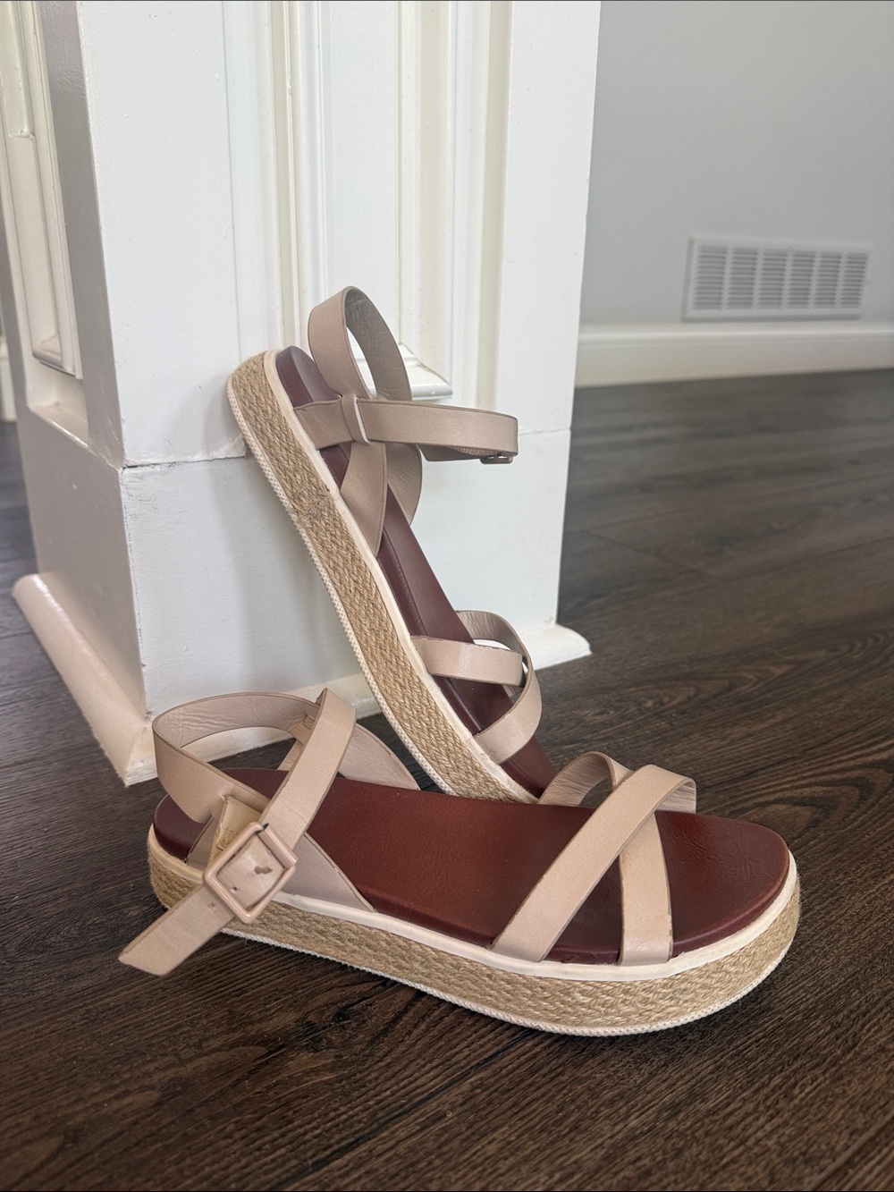 MIA Beige Espadrille Platform Sandals - Women 8
